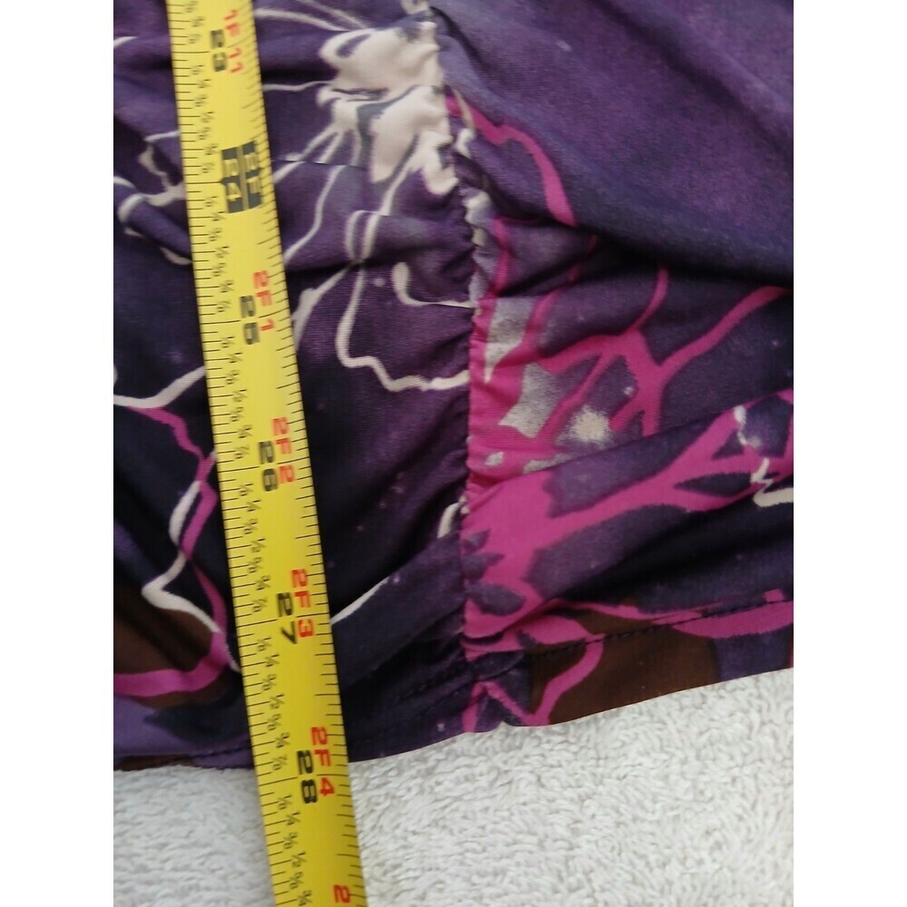 INC International Concepts Woman’s Pink Purple 3/4 Sleeve V Neck Ruched‎  L Y2K - Picture 9 of 14